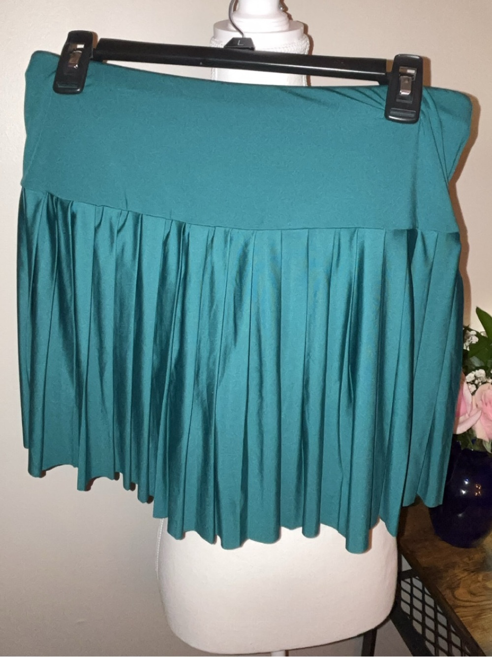 Teal Pleated Mini Skirt - Women
